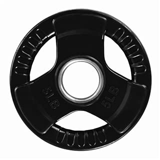 French Fitness Rubber Grip Weight Plate Set w/ 7 ft Olympic Bar 305 lbs