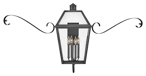 Hinkley Nouvelle Collection Four Light Outdoor Wall Lantern Blackened Brass/Black
