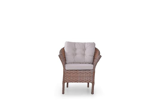 Angora Dinamic Rattan Outdoor Furniture Set – Stylish Garden Patio Set with Table, Double Chair, 2 Single Armchairs, Brown