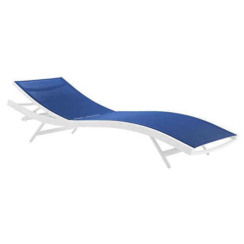Modway Glimpse Outdoor Patio Mesh Chaise Lounge Set of 4 White Navy