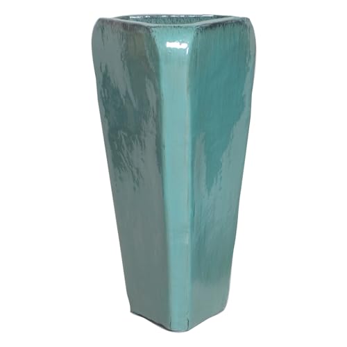 Emissary Teal Stoneware Triangle Planter 20in. L x 36in. H