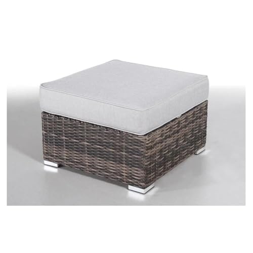 Living Source International 33" Wicker/Rattan Tufted Polyester Armchair and Ottoman Grey