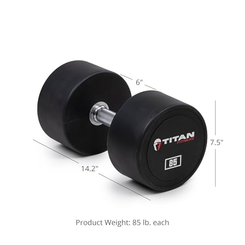 TITAN Urethane Dumbbells 85 LB Pair Black