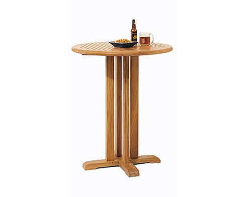 TeakStation Grade-A Teak Wood 3 Piece Giva Bar Set - 36" Round Table & 2 Armless Chairs