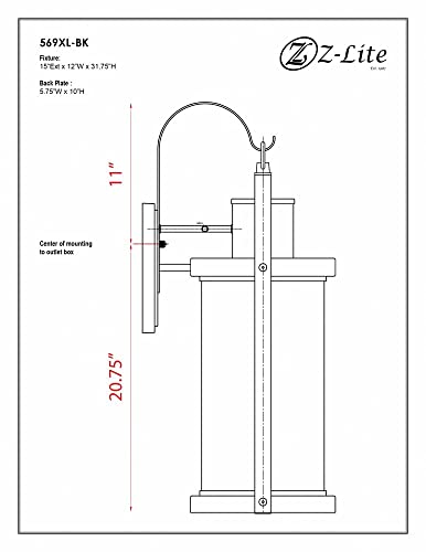 Z-Lite 1 Light Outdoor Wall Sconce Black