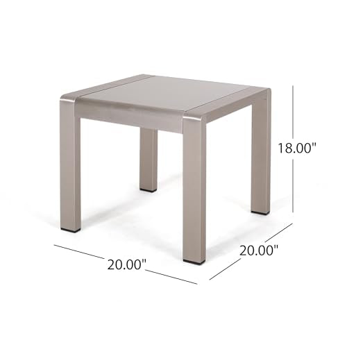 Christopher Knight Home Cape Coral Outdoor 6-Seater Aluminum Conversation Set Silver + Khaki