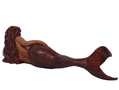 Nautical Tropical Sultry Lying Mermaid Large 5ft Statue Ocean Goddess Sculpture Wood