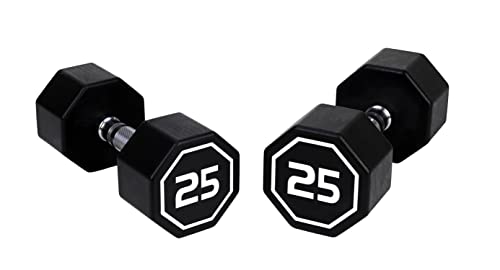 Generic Apollo Odorless Octagon Rubber Dumbbell Set 5lb-30lb 6 Pairs Total 210 lb Dumbbell with Rack Black