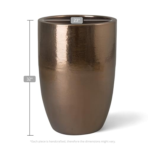 Emissary Gold Stoneware Round Planter 23in L x 32in H