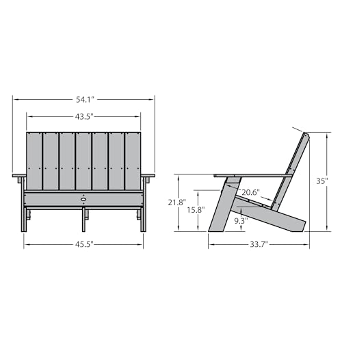 Highwood Italica Modern Outdoor Adirondack Loveseat Black
