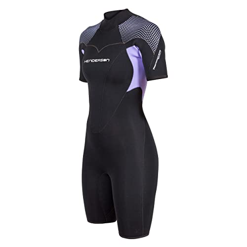 Henderson Women's 3mm Thermoprene Pro Back Zip Shorty Wetsuit Black/Lavander