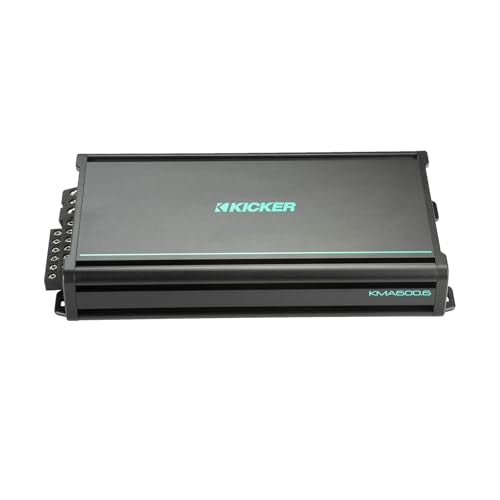 KICKER Marine Gauge Style USB Bluetooth AM/FM Receiver with 6-Channel Amplifier & 6X 6.5" Multicolor LED Boat Speakers