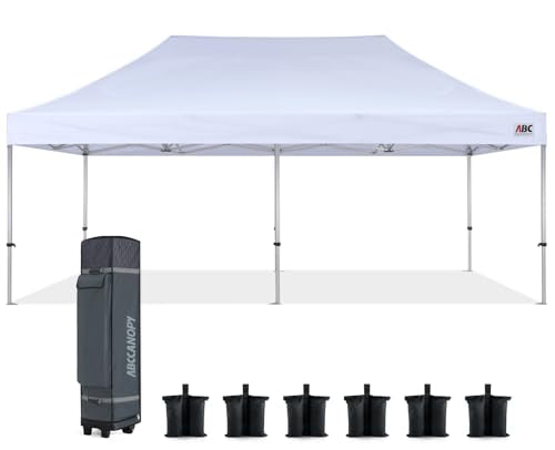 ABCCANOPY Aluminum Pop Up Canopy Tent 10x20 Heavy Duty with 6 Sandbags White