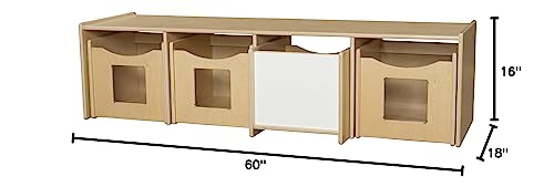 Wood Designs Mobile Rolling Storage Bench Natural Wood
