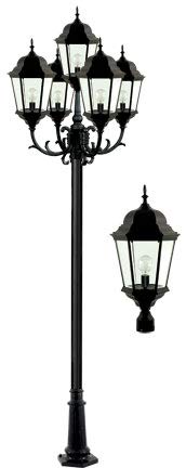 DABMAR LIGHTING INC GM2308-B 5-Light Post Fixture with Clear Glass