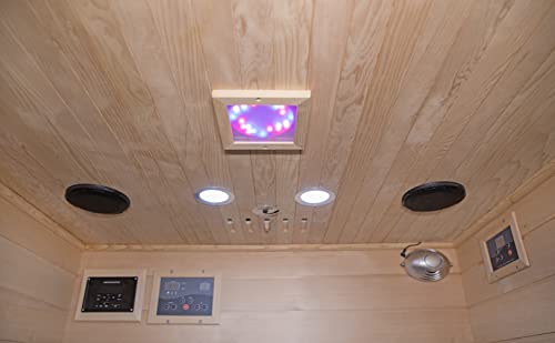 Heat Wave 4 Person Sauna Hemlock Wood Sonoma 9 Carbon Infrared Heaters MP3 Player Chromo Therapy Lighting 120V 2100W Wood