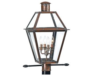 Quoizel Rue De Royal Charleston 4-Light Outdoor Post Lantern 26 Inch Aged Copper