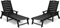hOmeQomi Lounge Chair Set of 2 Adjustable Backrest All Weather Waterproof Black