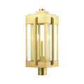 Livex Lexington 3 Light Outdoor Post Top Lantern Natural Brass