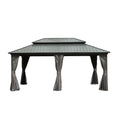LOPOO Hardtop Gazebo Durable Aluminum Metal Structure with Double Roof Canopy Gray