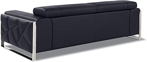 Blackjack Furniture Gianni Italian Leather Sofa with Adjustable Headrests Black