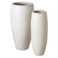 Emissary Distressed White Stoneware Round Jars Set of 2 19in L x 38.5in H