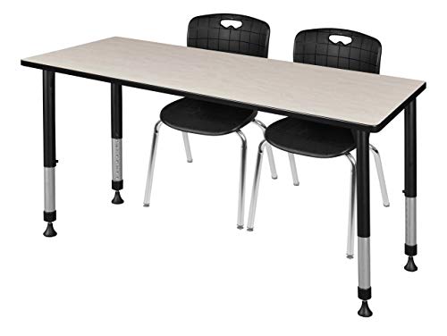 Regency Height Adjustable Classroom Table Set with 18" Andy Chairs, Maple/Black