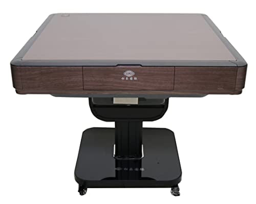 usamjtable Folding Automatic Mahjong Table Ultra Thin Wood Grain with Table Cover