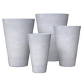LeisureMod Pebble 4-Piece Fiberstone and MGO Clay Planter Set Mid-Century Modern Gray