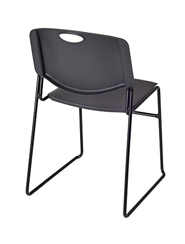 Romig 48 in. Round Adjustable Classroom Table Mahogany with 4 Zeng Stack Chairs Black