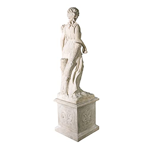 Design Toscano Summer Woman of the Four Seasons Garden Statue with Plinth 87 inch Ancient Ivory