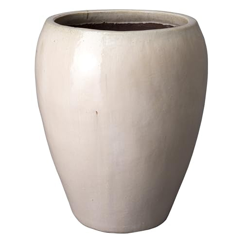Emissary 25in Distressed White Stoneware Round Planter