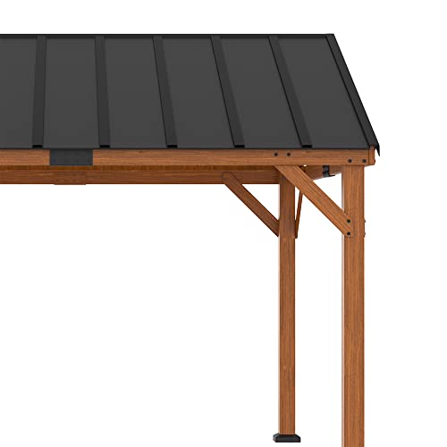 Outsunny 11' x 12' Hardtop Gazebo with Wooden Frame and Asphalt Roof Brown