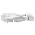 America Luxury - Outdoor Lounge Sectional Sofa Chair Set Rattan Wicker Grey White