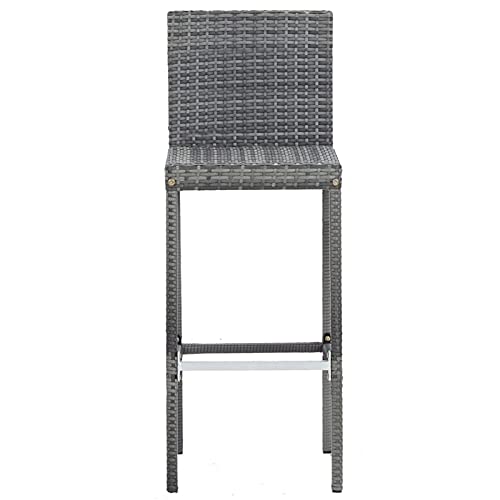 REWIS 5-Piece Outdoor Furniture Set with Poly Rattan and Acacia Wood Gray