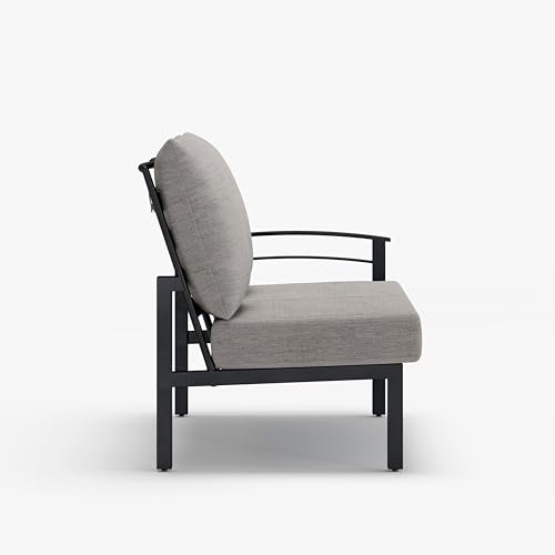 Winston Stanford Cushion Outdoor Loveseat with Left Arm Textured Pewter