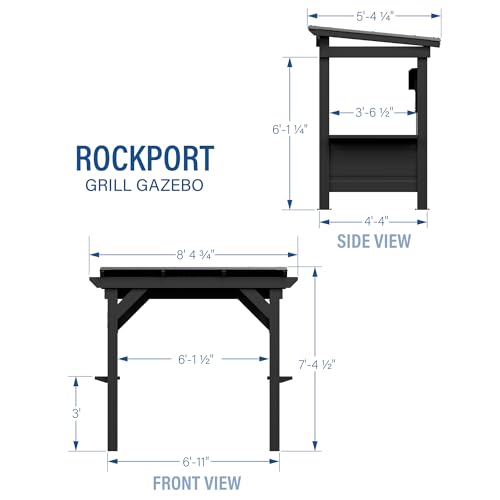 Backyard Discovery Rockport BBQ Grill Gazebo Pavilion Black