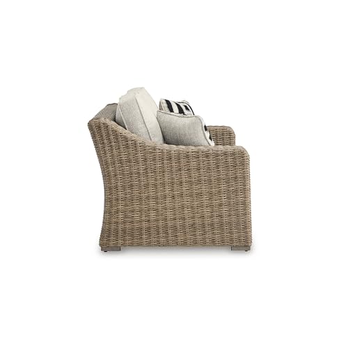 Signature Design by Ashley Beachcroft Outdoor Loveseat with Cushions Dark Brown & Beige