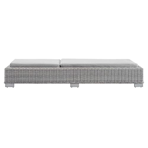 Modway Conway Sunbrella Outdoor Patio Wicker Rattan Chaise Lounge Light Gray