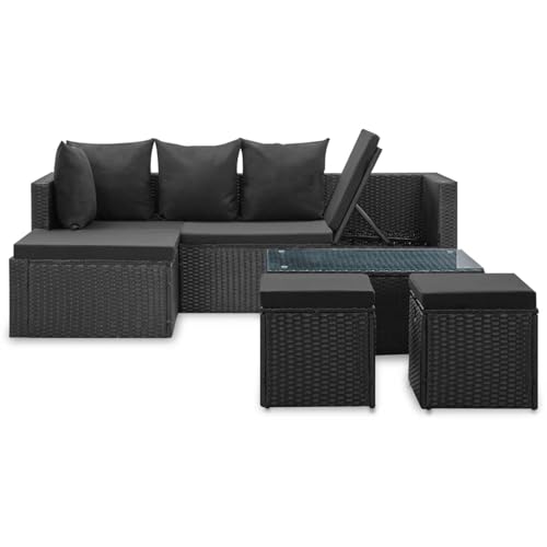 Xinxinxiang 4 Piece Black Patio Set with Cushions