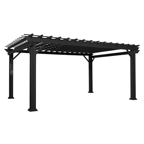 Backyard Discovery Stratford 16' x 12' Galvanized Steel Pergola Kit with Shade Sail Canopy Black