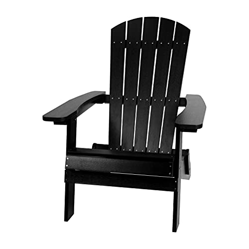 Flash Furniture Charlestown Folding Adirondack Chair Set of 4 Black