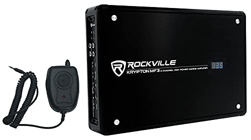 KICKER Waterproof Speakers Bundle with Marine RCA Cable, Amp Wire Kit & Mic White