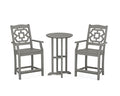 Martha Stewart Chinoiserie 3-Piece Farmhouse Counter Bistro Set Slate Grey