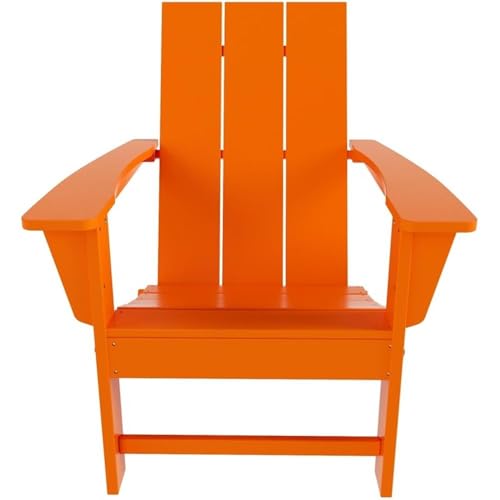 Costaelm Palms 12-Piece Modern Poly Folding Adirondack Chair Set with Ottoman and Side Table Orange