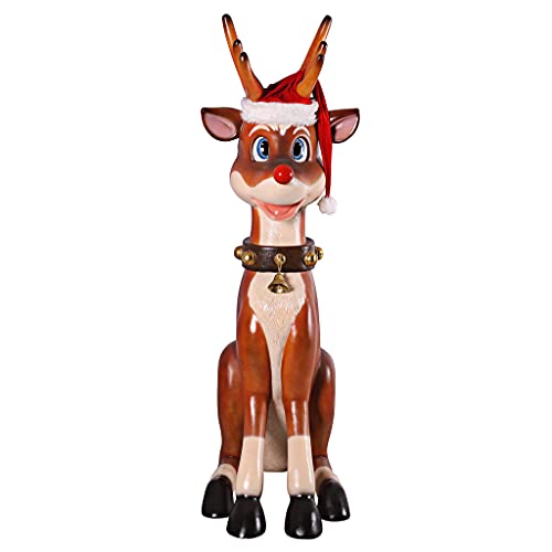 Design Toscano 7 Foot Tall Giant Sitting Reindeer Holiday Decor Statue Full Color