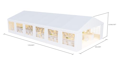AMERICAN PHOENIX Heavy Duty 40x20 Party Tent Canopy for Weddings and Events White