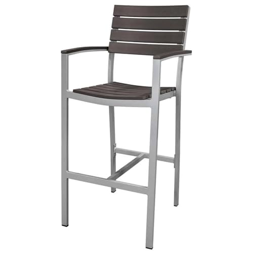 Home Square Aluminum Frame Patio Bar Arm Stool Set of 3 Espresso