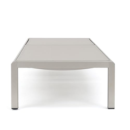 Christopher Knight Home Cape Coral Outdoor Mesh Chaise Lounge Set with Wicker End Table Gray + Silver