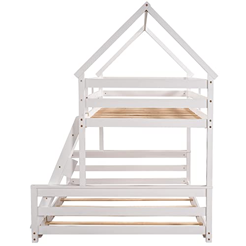 Brisca Twin Over Full Bunk Bed with Built-in Ladder White